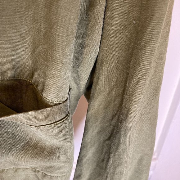 NWT Eileen Fisher Size Large Green Linen Long Sleeve Button Down Cardigan Jacket - Picture 8 of 10